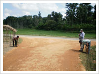 : Technical staff, Border Area Deptt.,South Garo Hills conducting survey of the proposed project (M & B of Link Road from NH-62 to Silbaripara under SCA-BADP State level, 2008-09)